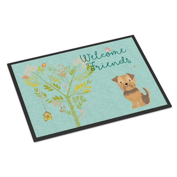 Carolines Treasures Welcome Friends Yorkie Natural Ears Indoor or Outdoor Mat, 18 x 27 in. BB7642MAT - main